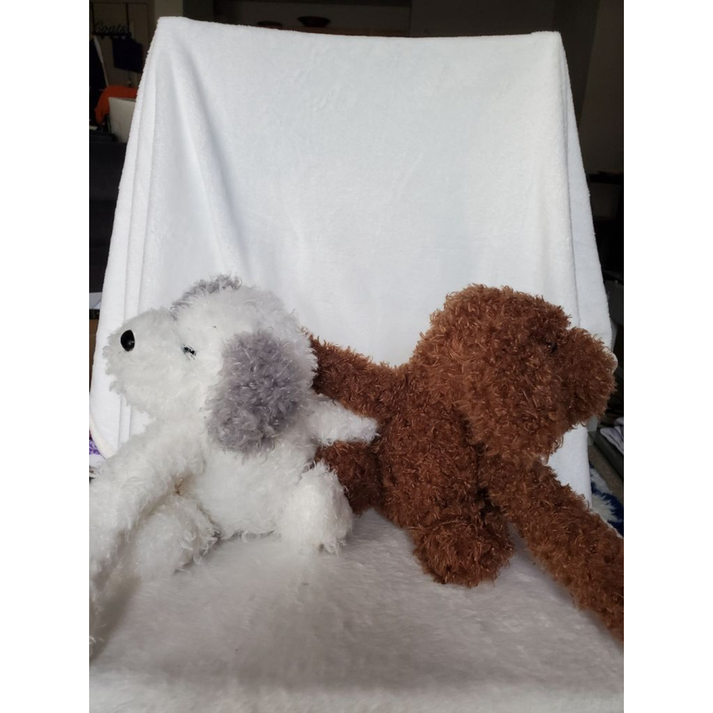 BFF puppies! Brown White Grey Plush Hugging Stuff Animals - Picture 11 of 12